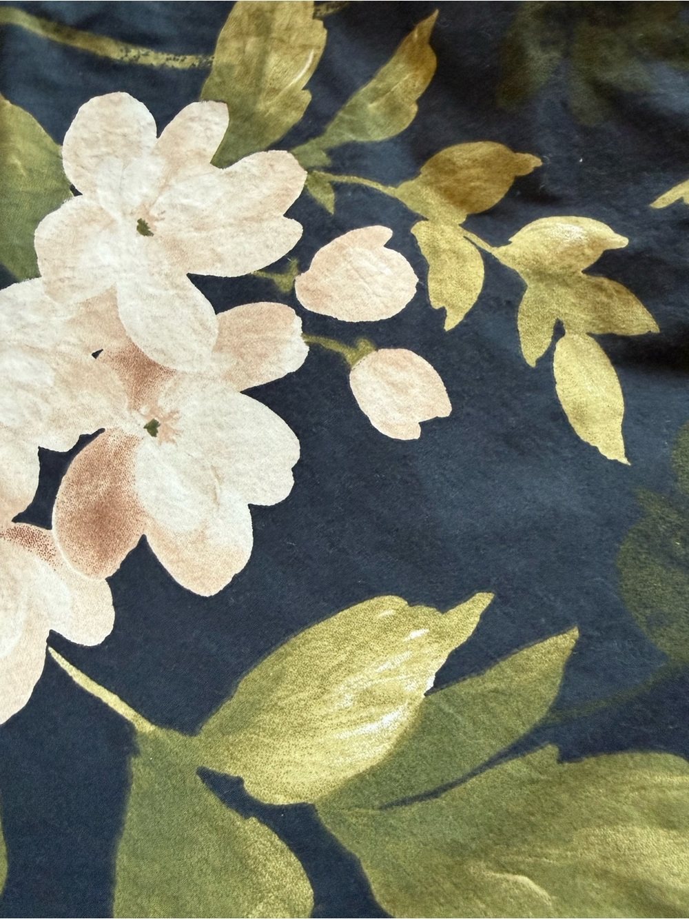 IKEA Navy Floral Duvet Cover with Pink, Cream & Green Blooms - Picture 2 of 3